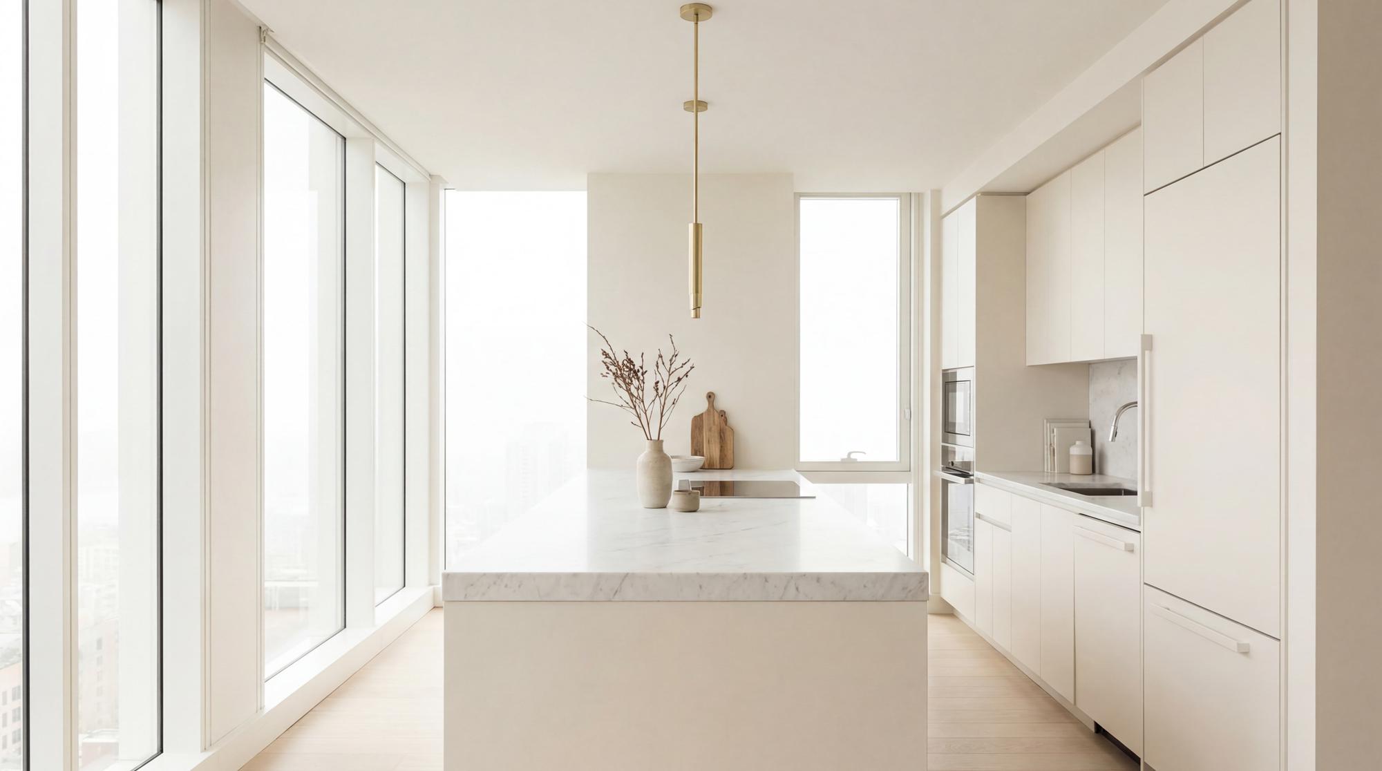 staged kitchen with natural light