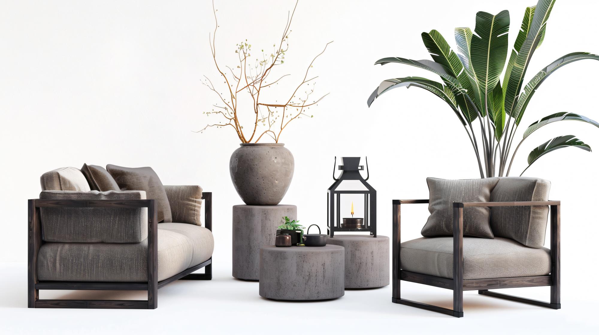 balanced living area with decor